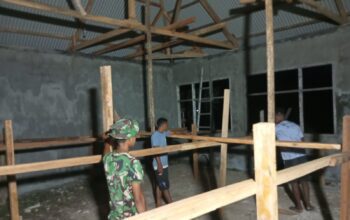 TMMD Ke-128 Bangun Harapan Pendidikan Lewat Perpustakaan Desa