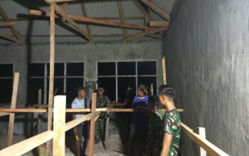 Kerja Disiplin Satgas TMMD Percepat Pembangunan Perpustakaan Sekolah