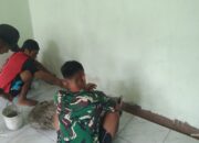 Gotong Royong Warnai Pemasangan Keramik RTLH di Rumah Warga Moain